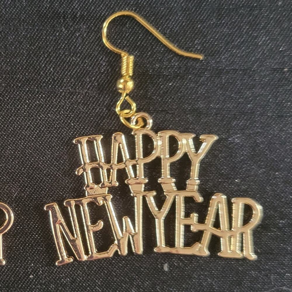 Happy New Year NYE party hook earrings